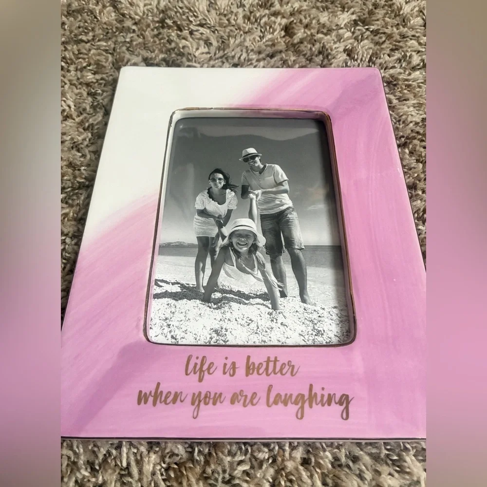 Pink Ombre Decorative Photo Frame “Life Is Better When You Are Laughing” 4x6